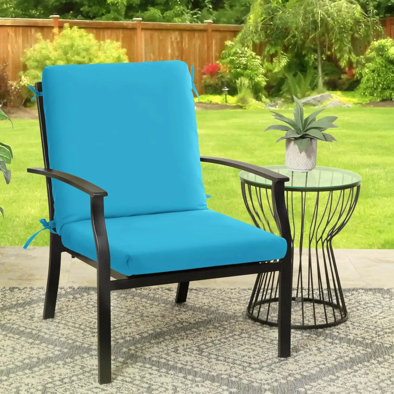 High Back Outdoor Chair Cushions 44''x20'' - Patio Dining Chair Cushions with Waterproof, Fade-Resistant, Removable & Machine-Washable Covers, Teal