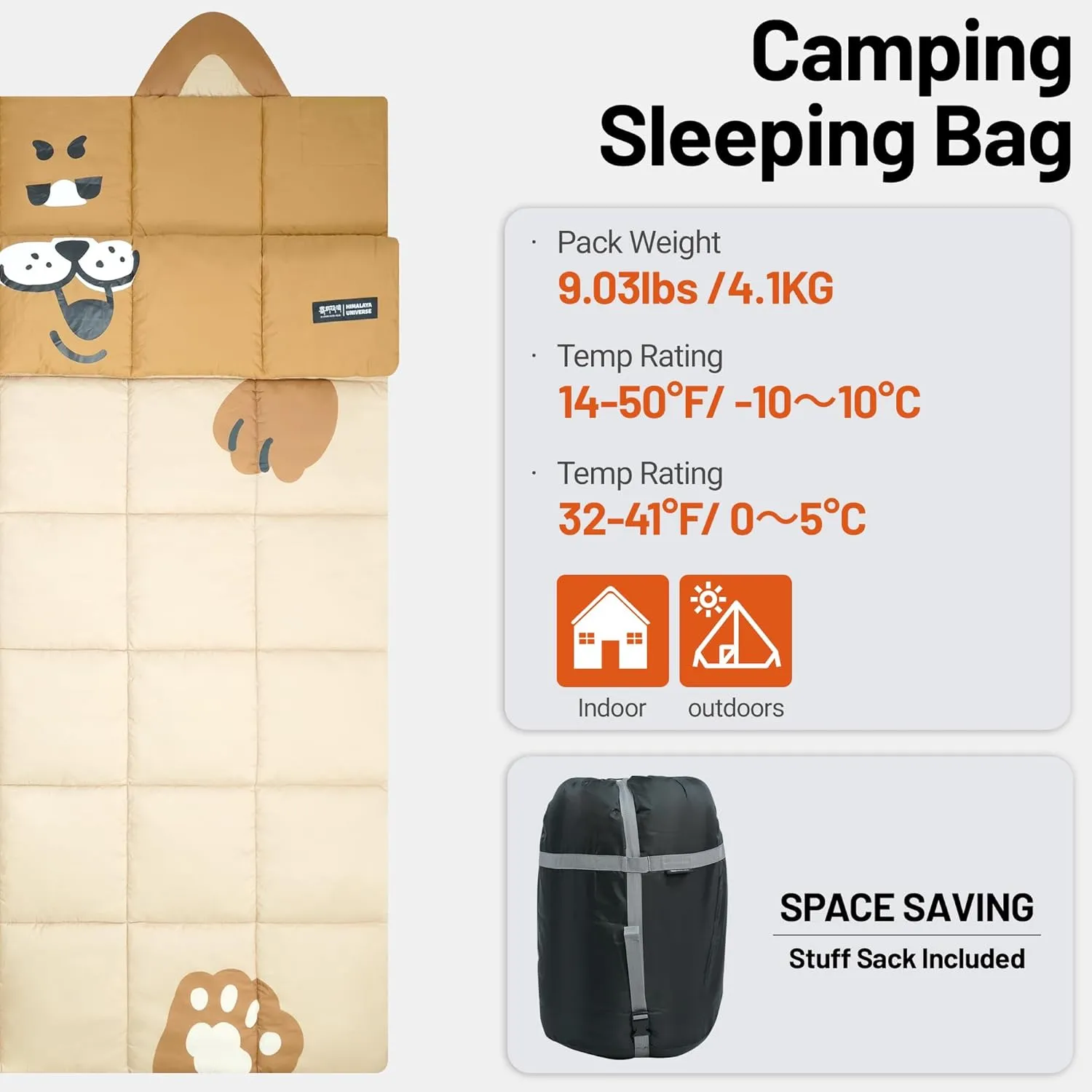 Himalaya Double Sleeping Bag, 2 Person Sleeping Bag for Adult Camping with Pillow Outdoor, Indoor, Queen Size Sleeping Bag for Cold Warm Weather