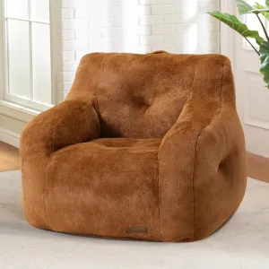 Hobestluk Bean Bag Chair for Adult Small Bean Bag Chairs with Arms Furry Beanbag Chair with Foam Filler Stuffed Bean Bag Sofa for Reading in Bedroom Living Room and Dorms(Brown)