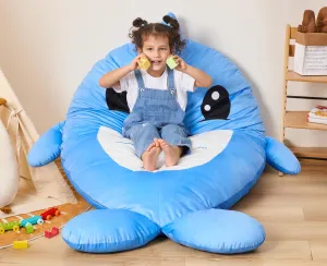 Hobestluk Bean Bag Chairs Bean Bag Floor Cushion Sleeping Mat Bag Bean Bag Chairs for Kids Adults Beanbag with Lovely Dolphin Design for Living Room Bedroom or Playroom (Blue)