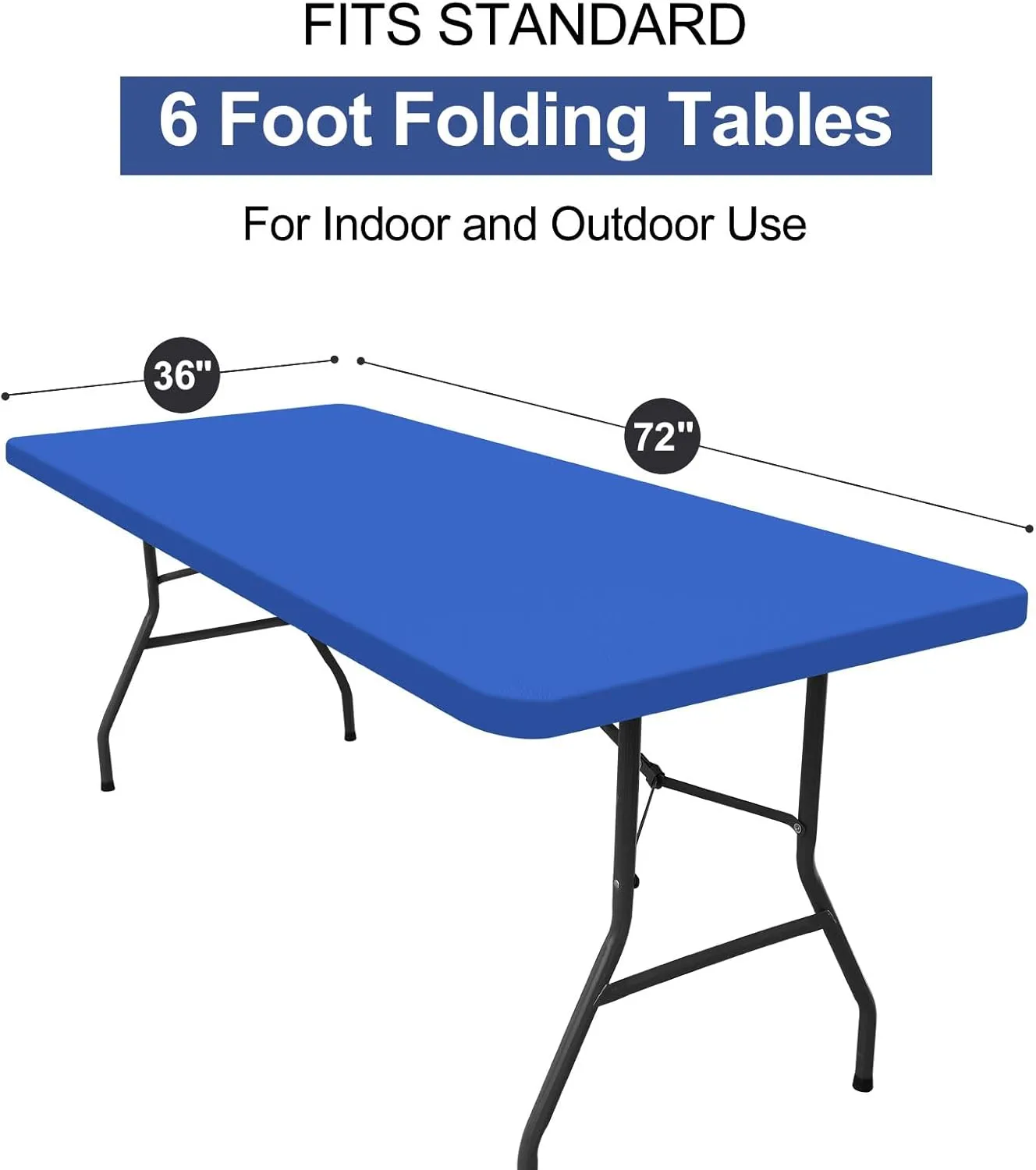 homing Rectangle Table Cloth Cover, Waterproof Polyester Elastic Fitted Tablecloth, Fits for 6 Foot Folding Tables, Washable Table Protector for Picnic, Camping, Outdoor (Blue, 36" x 72")