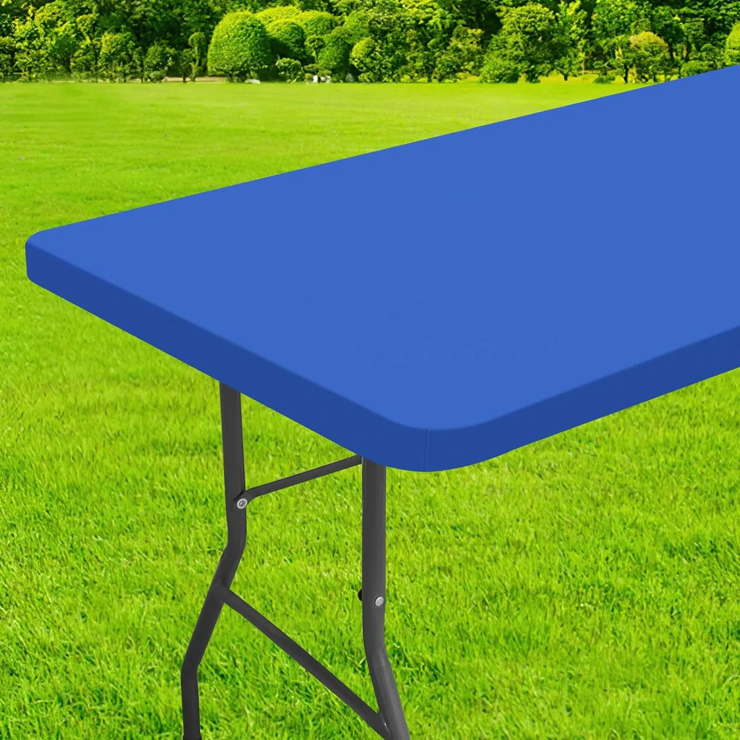 homing Rectangle Table Cloth Cover, Waterproof Polyester Elastic Fitted Tablecloth, Fits for 6 Foot Folding Tables, Washable Table Protector for Picnic, Camping, Outdoor (Blue, 36" x 72")