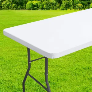 homing Rectangle Table Cloth Cover, Waterproof Polyester Elastic Fitted Tablecloth, Fits for 6 Foot Folding Tables, Washable Table Protector for Picnic, Camping, Outdoor (White, 36" x 72")