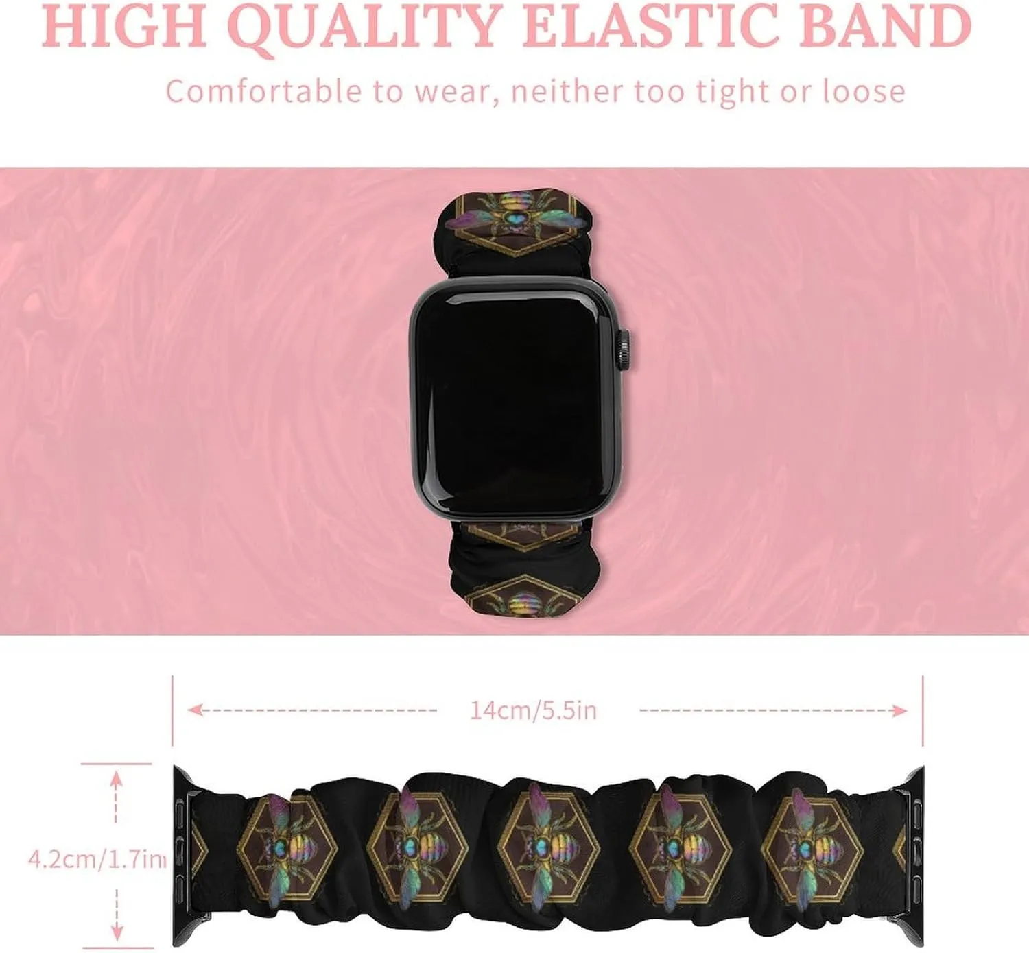 Honeybee Bee King Fashion Watch Strap Scrunchies Wristbands Compatible With IWatch Series