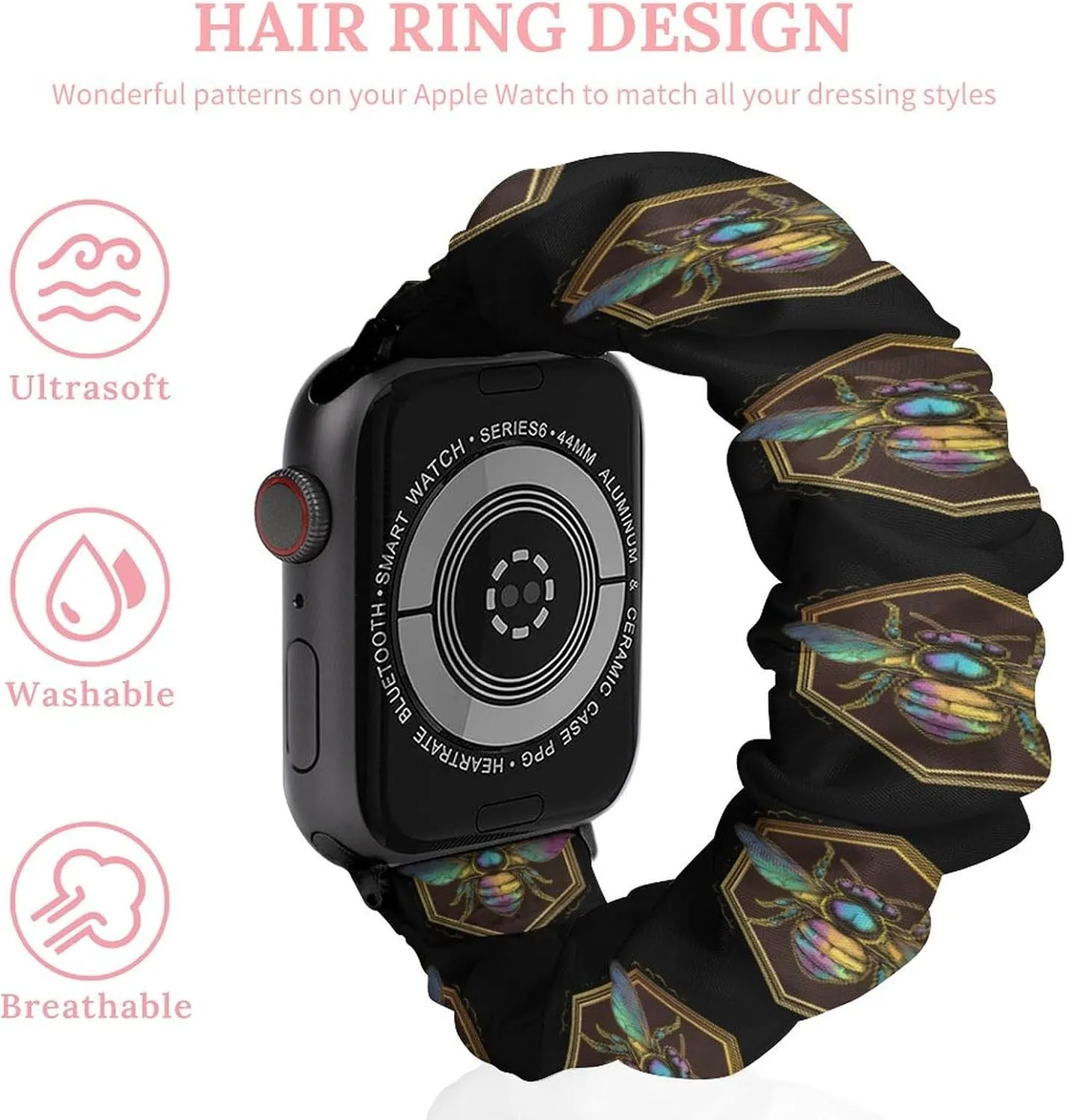 Honeybee Bee King Fashion Watch Strap Scrunchies Wristbands Compatible With IWatch Series