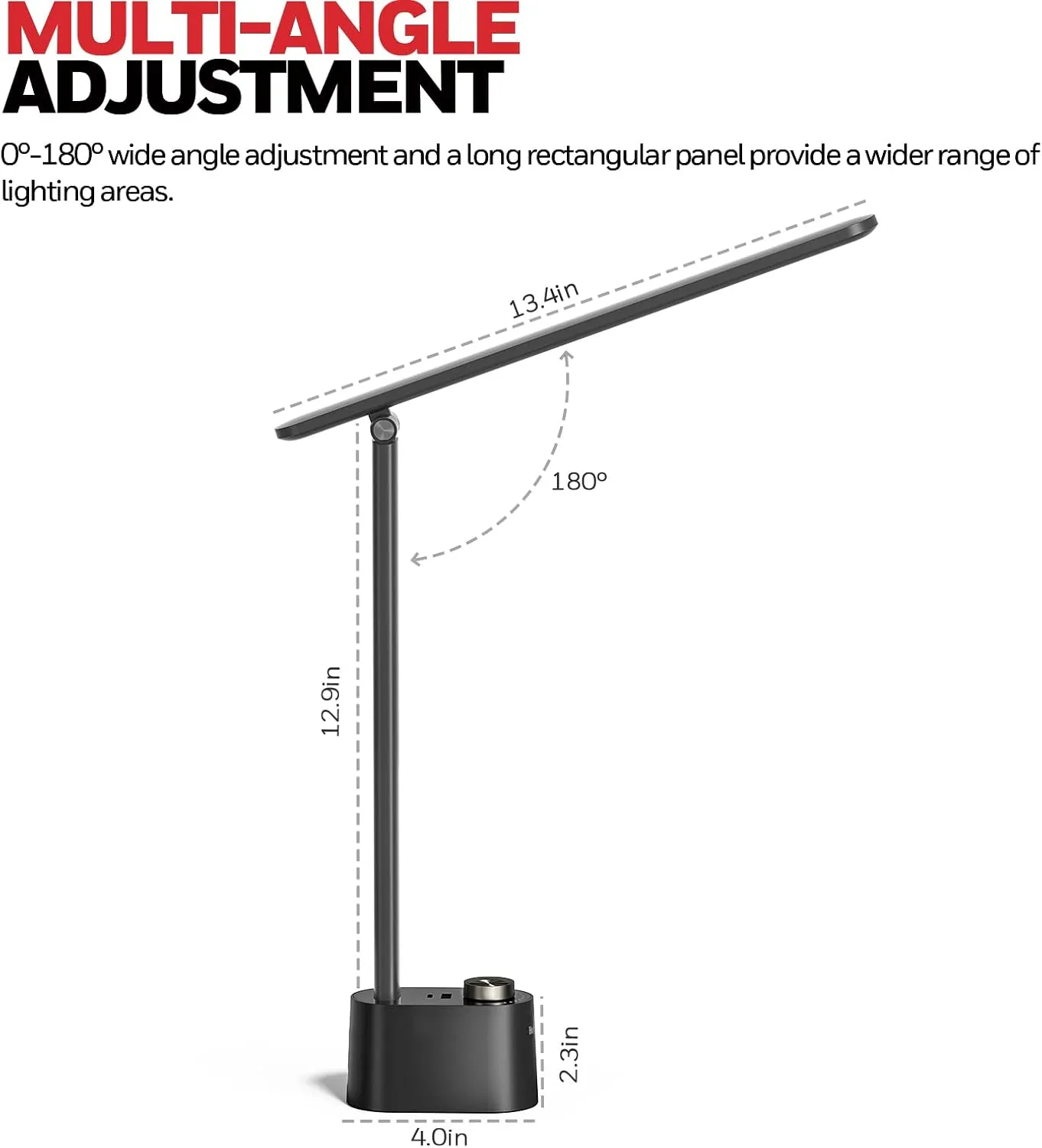 HONEYWELL Upgraded LED Desk Lamp - H01 Pro Sunturalux™ Foldable Desk Light with USB A C Charging Ports, 3 Color Modes Dimmable Table Lamp for Home Office Reading(Black)