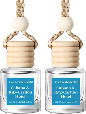 HoogaLife Car Air Freshener Hanging 2 Pack - Hotel Collection Diffuser Oil Inspired by Cabana & Ritz-Carlton Hotel - NO.1012 Fragrance Oil Air Diffuser for Car, Car Fresheners for Women Made in USA