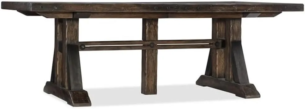 Hooker Furniture Rosyln County Trestle Base Extendable Dining Table Dark Walnut
