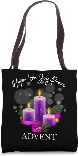 Hope Love Joy Peace Advent Season Wish Christian Festive Tote Bag