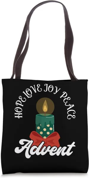 Hope Love Joy Peace Advent Season Wish Christian Festive Tote Bag