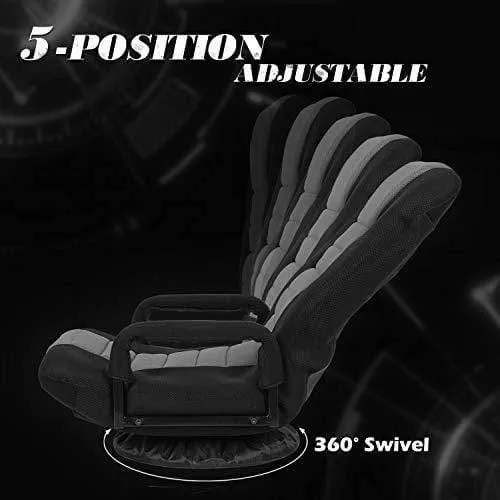 HopeRacer Gaming Chair with Arms Back Support Adjustable Floor Sofa Video Game Chair