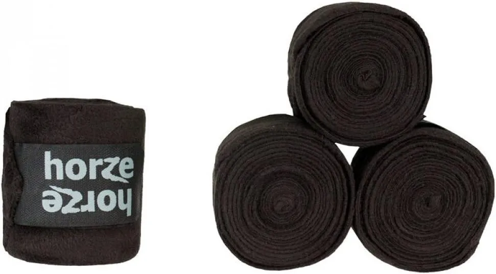 HORZE Embrace Fleece Polo Wraps | Horse, Sheep, Goat Leg Bandages (Set of 4) - Black - 10 ft 6 in