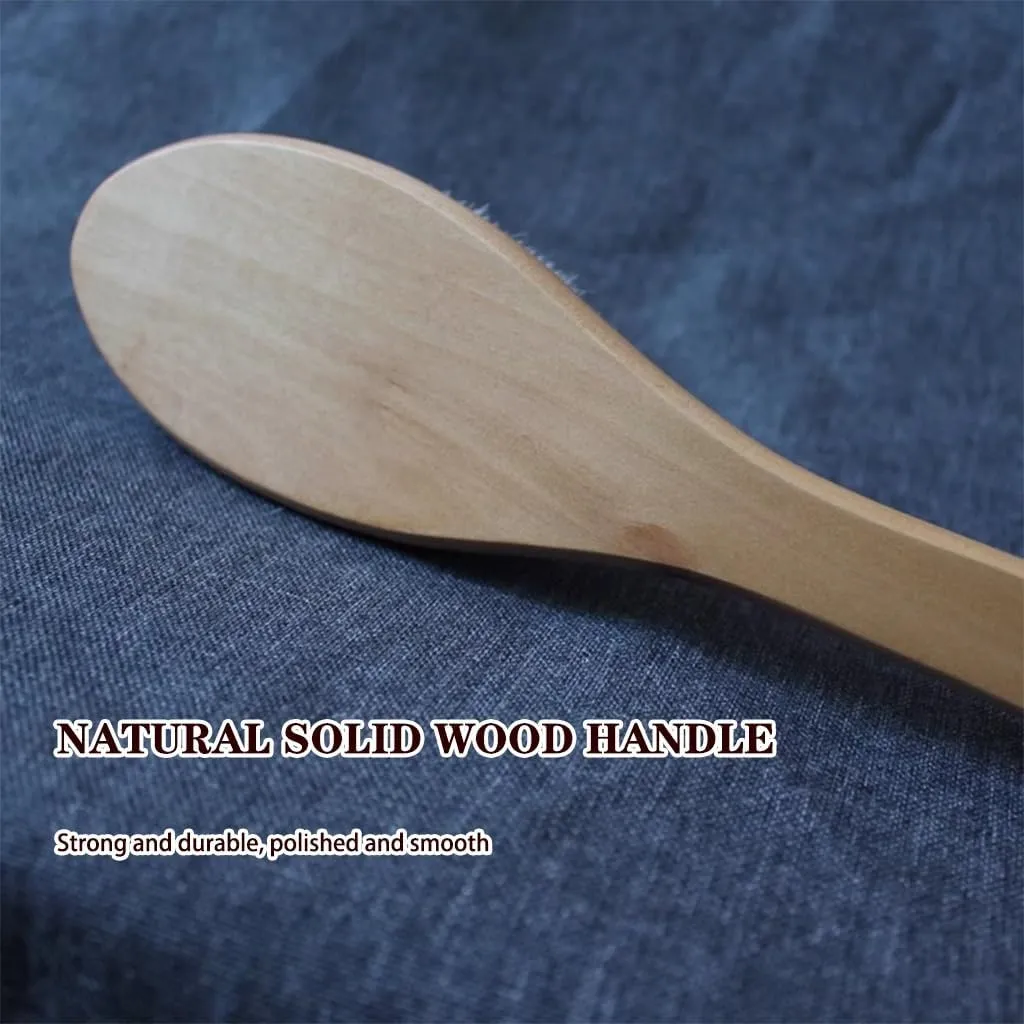 Household Solid Wood Bath Brush with Long Handle, Massage Cleansing Body Scrubber, Back Exfoliation, Hard and Soft Bristles Optional(Original Color B)