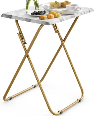 HUANUO Folding TV Tray Table -Stable Tray Table with No Assembly Required, TV Dinner Tray for Eating, Foldable Snack Tables for Bed & Sofa (Marbling)