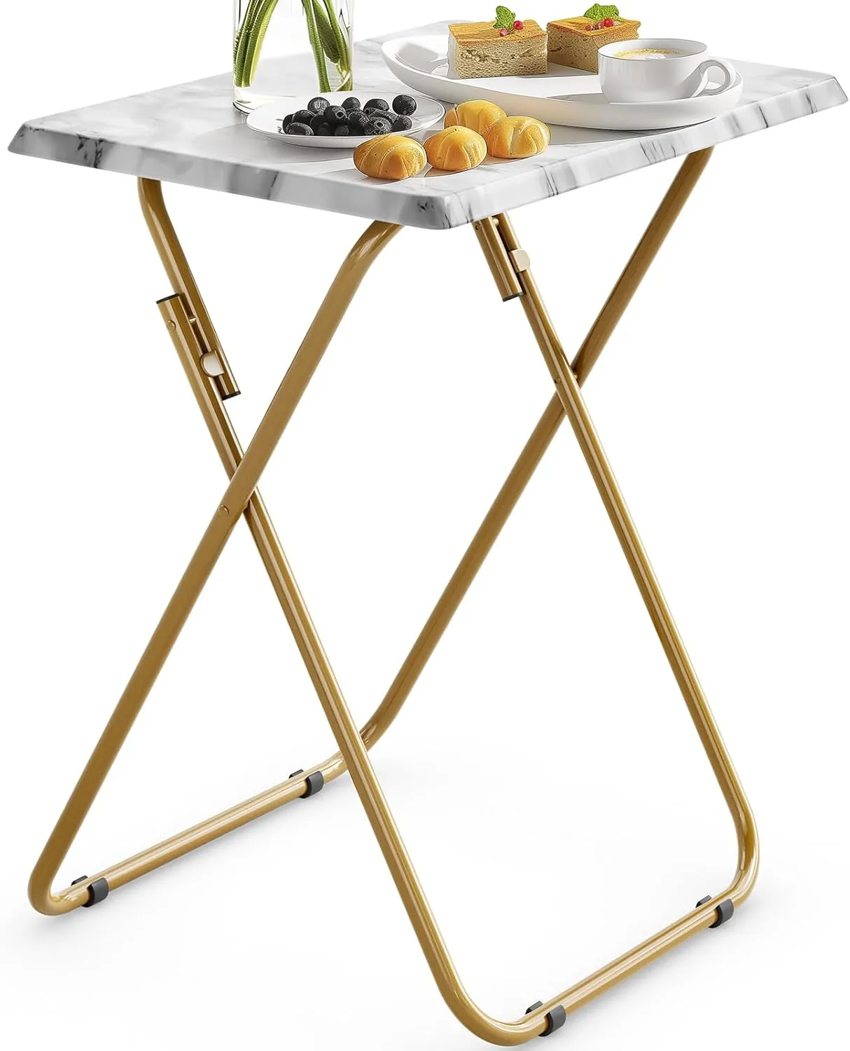 HUANUO Folding TV Tray Table -Stable Tray Table with No Assembly Required, TV Dinner Tray for Eating, Foldable Snack Tables for Bed & Sofa (Marbling)