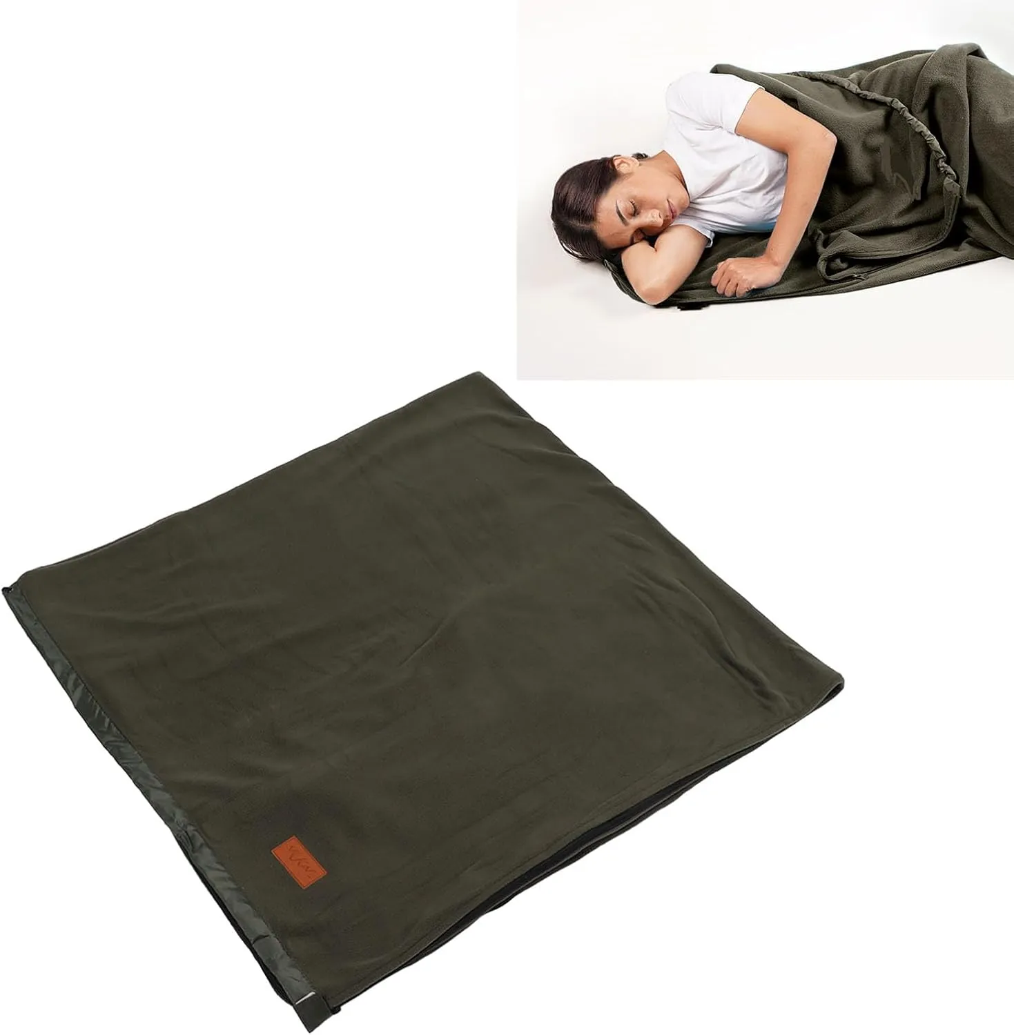HUONIU Super Thick Fleece Sleeping Bag Liner, Soft Portable Blanket for Camping, Travel, and Picnics, Machine Washable, Cozy and Warm Sleeping Pad