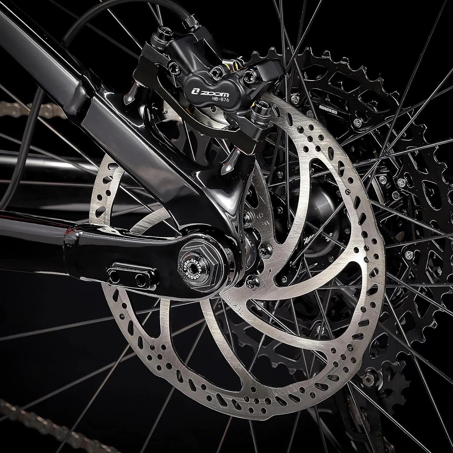 Hycline 4-Pistons Ebike Hydraulic Brake Set: Zoom H876E 2-PIN Power-Off Electric Bike Disc Brake Kit Included 160mm/180mm Rotors and Mounting Adapter