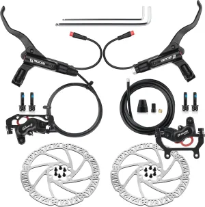Hycline 4-Pistons Ebike Hydraulic Brake Set: Zoom H876E 2-PIN Power-Off Electric Bike Disc Brake Kit Included 160mm/180mm Rotors and Mounting Adapter