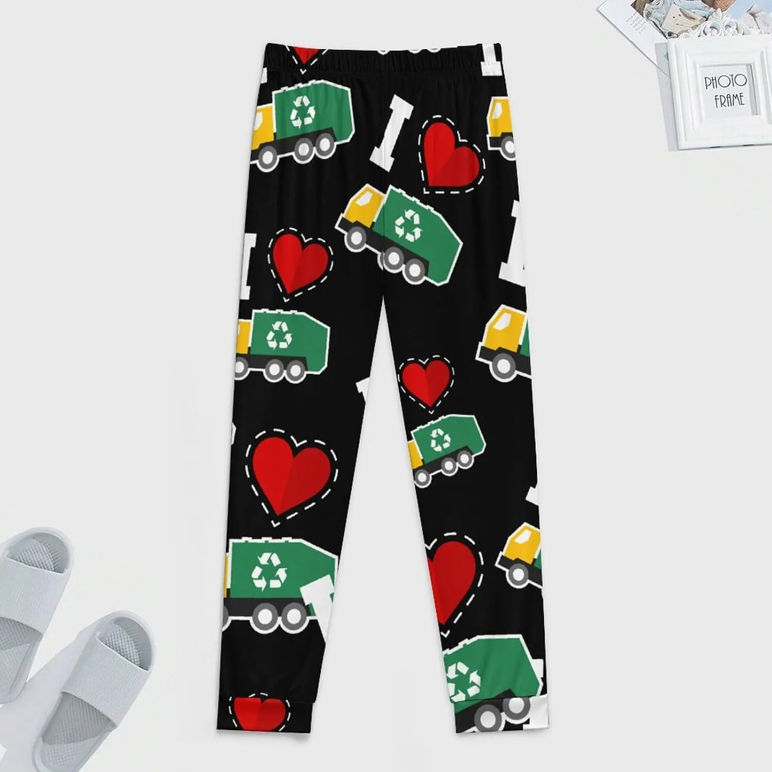 I Love Garbage Trucks Men's Pajama Pants Soft Lounge Pants PJ Bottoms for Sleeping