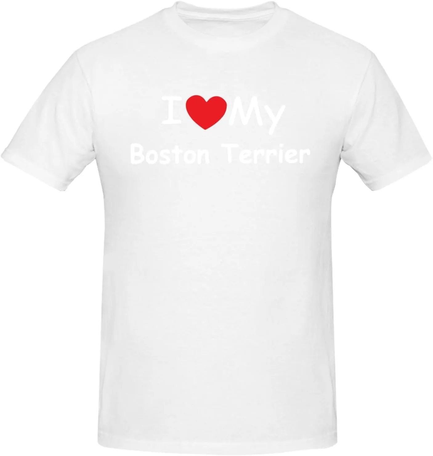 I Love My Boston Terrier Men's Short Sleeve T-Shirt Cotton Athletic Workout Casual Shirts Quick-Drying Tees Black