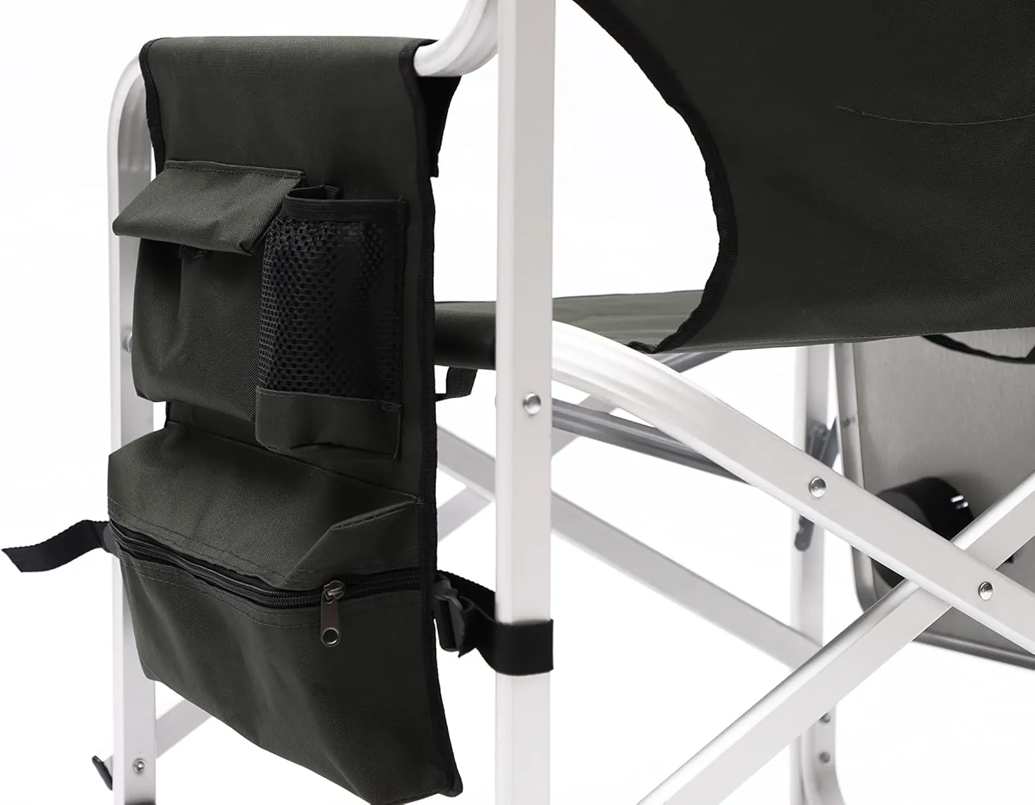 IANIYA Aluminum Camping Chair Lightweight Oversized Folding Camping Chair with Side Table and Storage Pockets (GREEN)