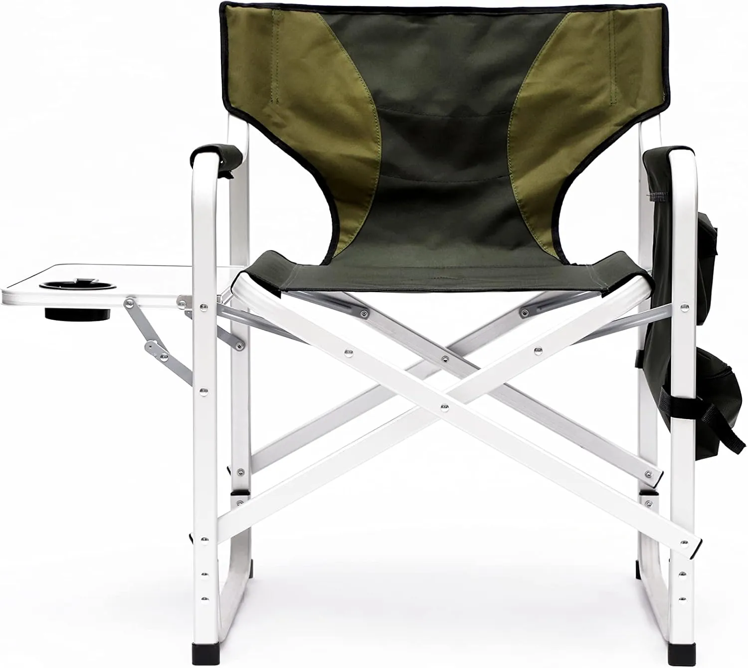IANIYA Aluminum Camping Chair Lightweight Oversized Folding Camping Chair with Side Table and Storage Pockets (GREEN)