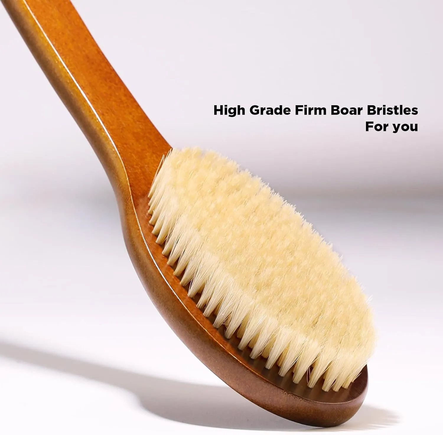 ICANdOIT-17.71Inch Natural Boar Bristles Anti-Slip Curved Long Handle Bath Brush,Bent Handle Shower Scrubber for Exfoliating,Shower Back Brush