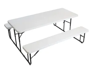 Iceberg - 65925 IndestrucTable Classic Folding Picnic Table, 600 lbs Capacity, 72" Length x 29" Height, Platinum