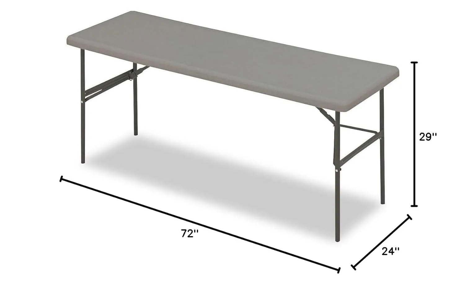 Iceberg IndestrucTable Classic Folding Table, Indoor or Outdoor, Charcoal, 300 Lbs. Weight Capacity 72" L x 24" W