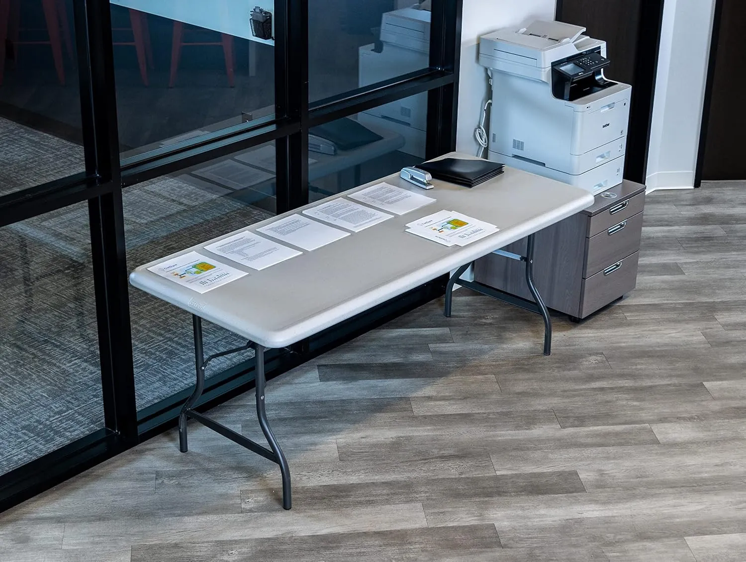 Iceberg IndestrucTable Industrial Folding Table, Indoor/Outdoor, Platinum Granite, 30” W x 72” L x 29”