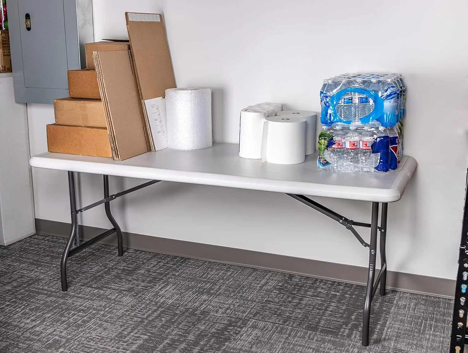 Iceberg IndestrucTable Industrial Folding Table, Indoor/Outdoor, Platinum Granite, 30” W x 72” L x 29”
