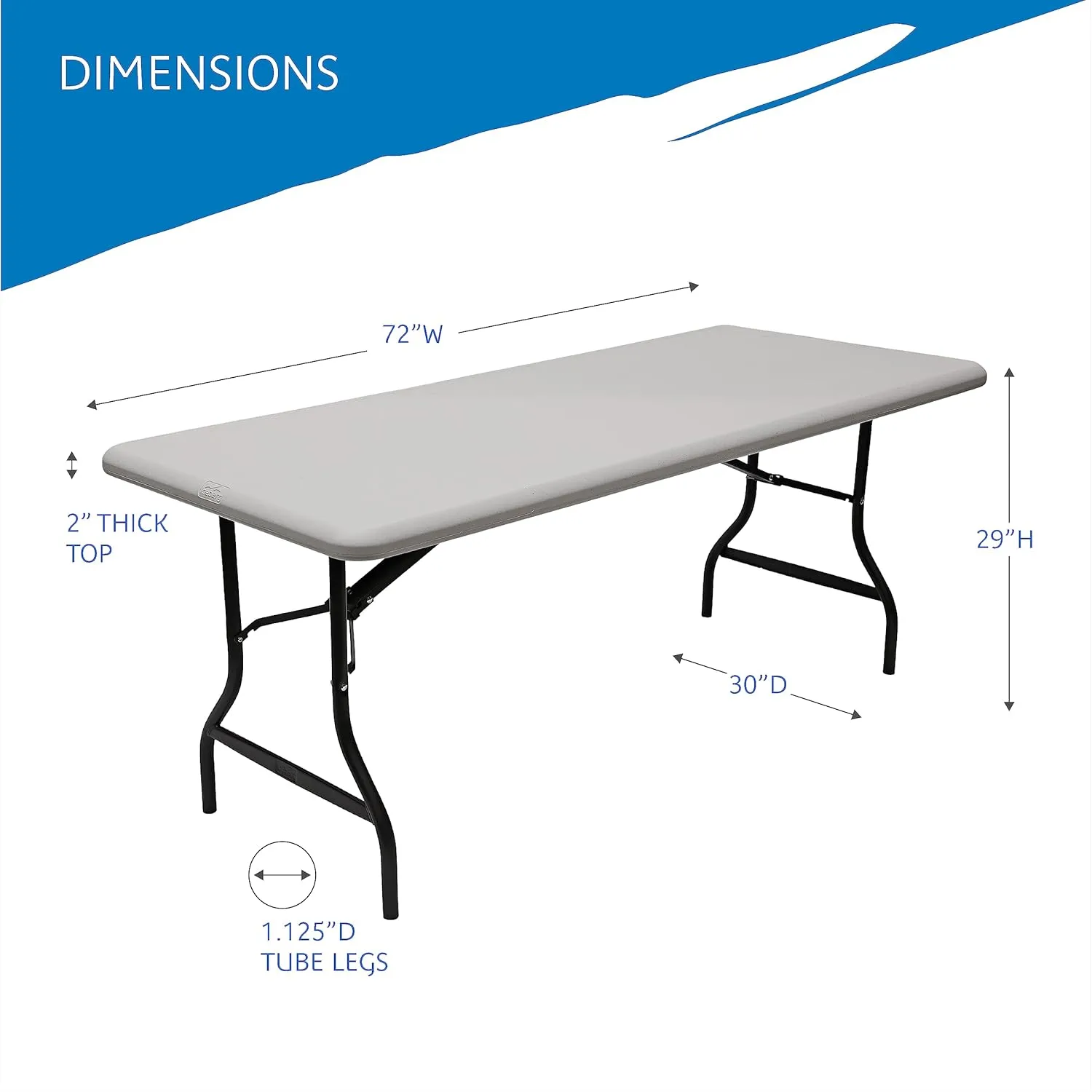 Iceberg IndestrucTable Industrial Folding Table, Indoor/Outdoor, Platinum Granite, 30” W x 72” L x 29”