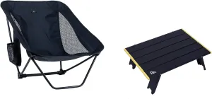 iClimb 1 Mini Folding Table and 1 Low Folding Chair Bundle, Ultralight Compact for Single Adult Outdoor Backpacking Camping Hiking Beach Concert