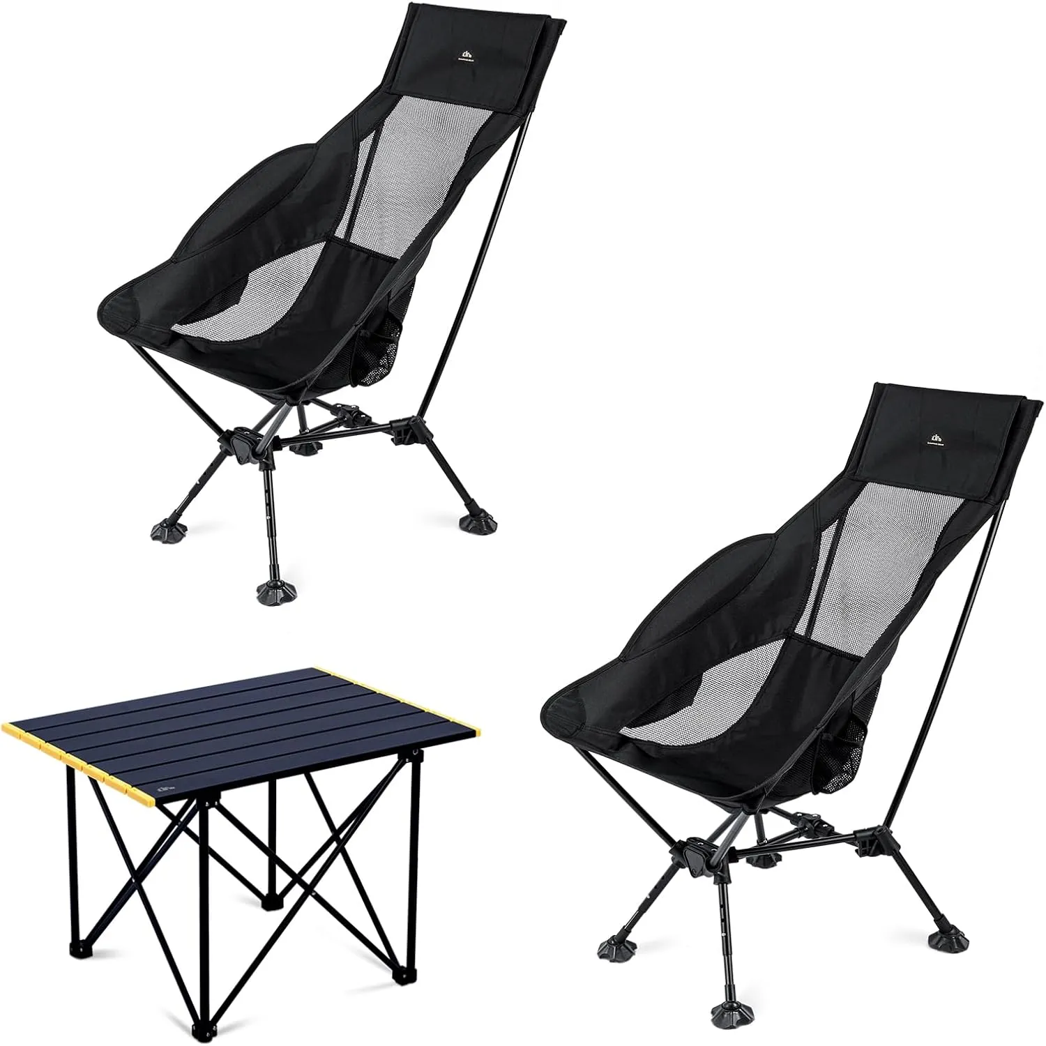 iClimb 2 Adjustable High Back Anti-Sinking Chair and 1 Folding Table Bundle, Ultralight Compact for Adults Outdoor Camping Backpacking Hiking Beach Concert