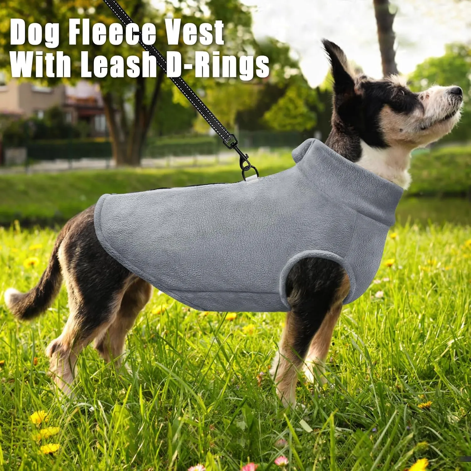 Idepet Dog Fleece Vest Sweater Zip Up Warm Pullover Dogs Jacket with D-Ring Leash Winter Cold Weater Coat Pet Sweatershirt Clothes Hoodie for Small Medium Dogs Boy Girl (Gray, XL)