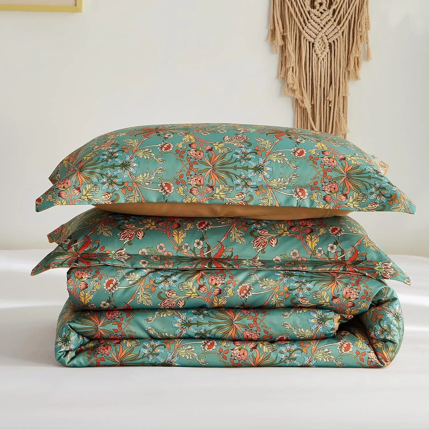 Ikawaapurry Comforter Set for Queen Size Bed Farmhouse Boho Bedding Sets Fluffy Lightweight Flowers Plants All Season 3 Pcs Comforter with 2 Pillow Shames