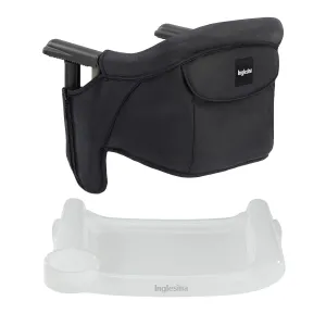 Inglesina Fast Table Chair - Black   Fast Dining Tray - Portable Baby High Chair - for Babies & Toddlers up to 37 lbs - Fits Tables 0.8'' to 3.5'' Thick - Compact & Easy to Use - Travel Bag Included