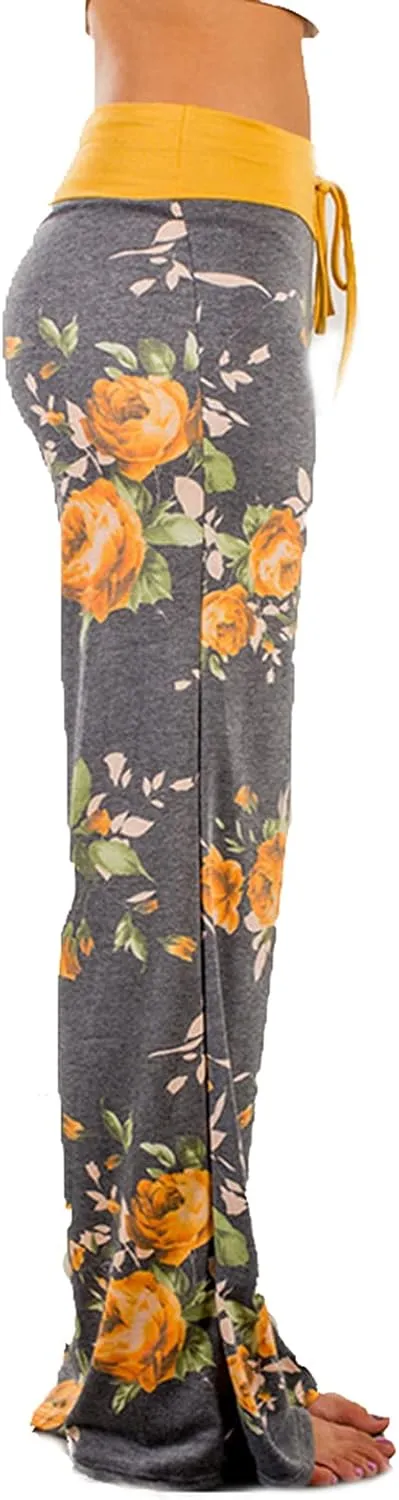 iniber Women's Comfy Pajama Pants Casual Lounge Pant Wide Leg Palazzo Stretch Drawstring Bottoms