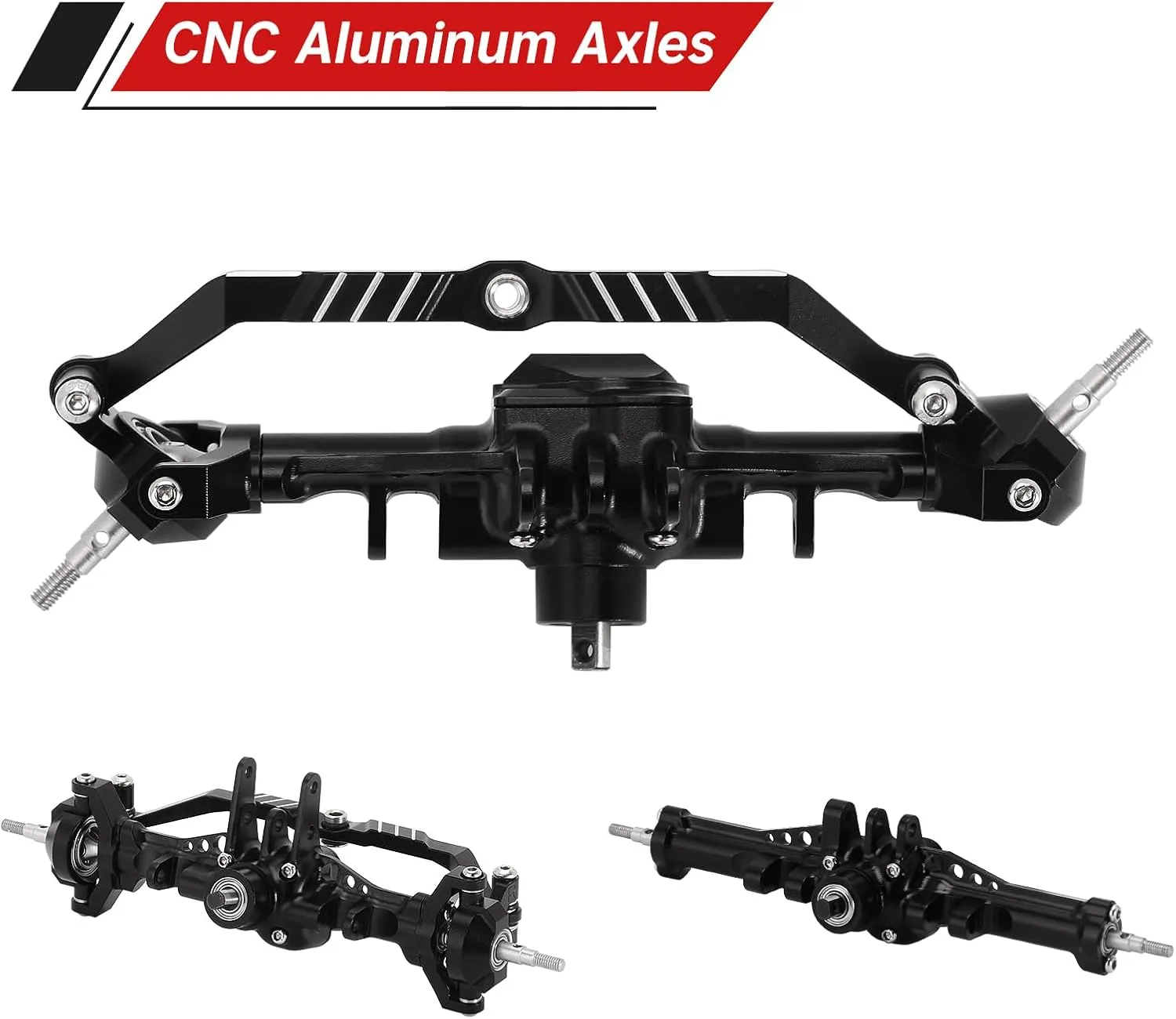 INJORA Front&Rear Axles Set -  4mm Extended Aluminum Complete Axles for TRX4M Upgrade 1/18 RC Crawler Car