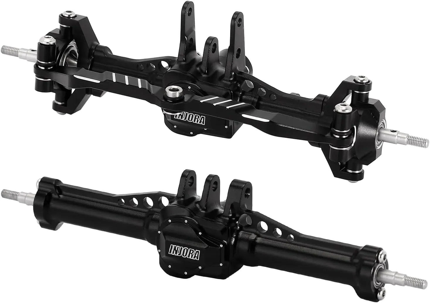INJORA Front&Rear Axles Set -  4mm Extended Aluminum Complete Axles for TRX4M Upgrade 1/18 RC Crawler Car