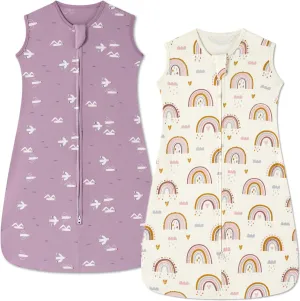 insular Wearable Blanket 2 Pack Cotton Baby Sleep Sack with 2-Way Zipper for Boys Girls Unisex