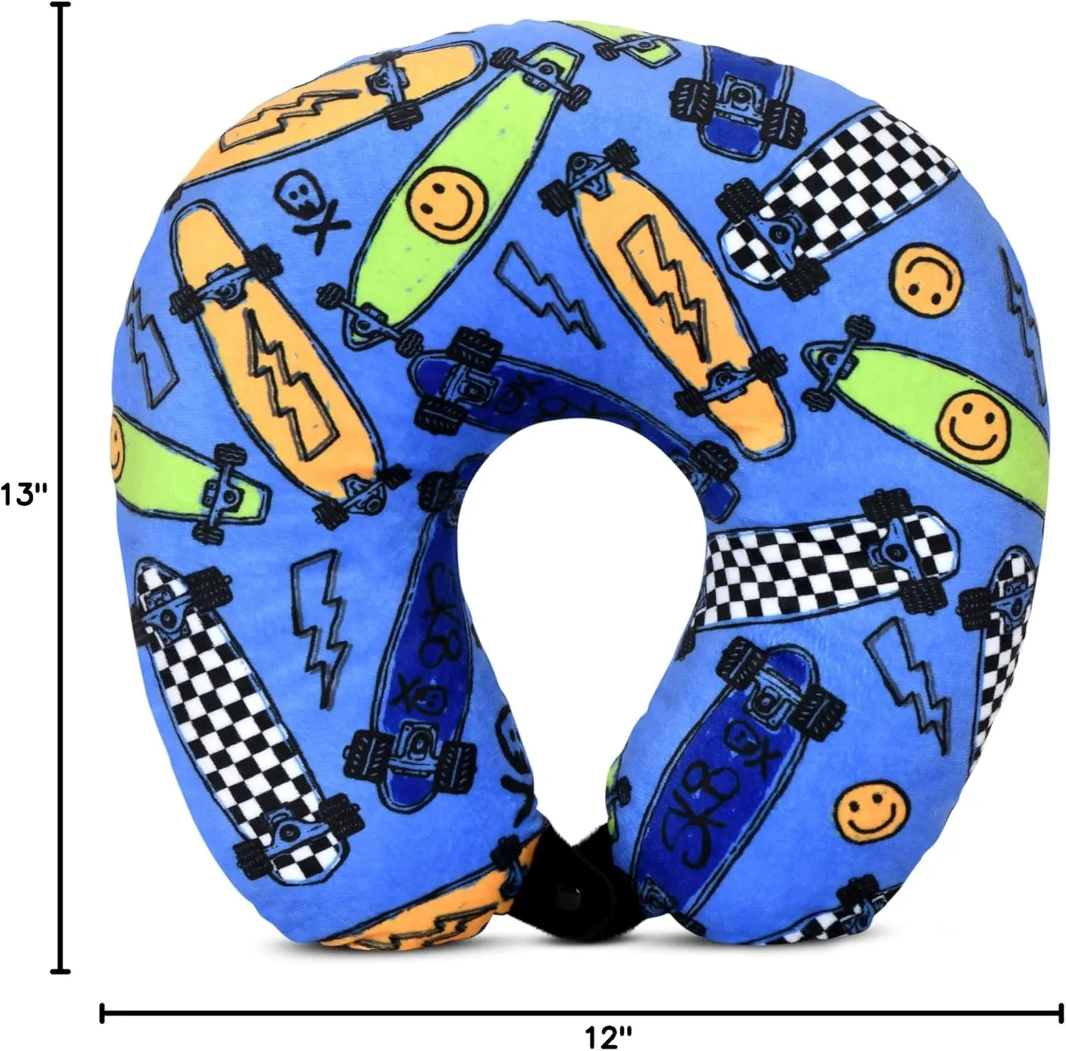 iscream Silky Fleece 12" Neck Support Pillow - Sk8 Board