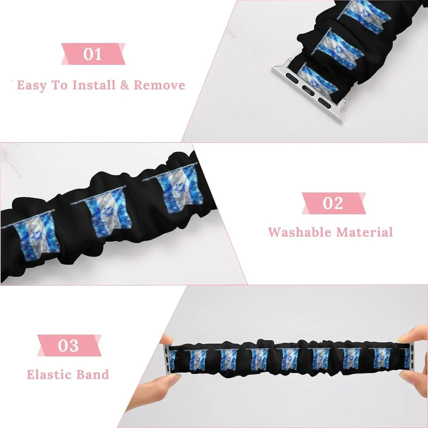 Israel Novelty Flag Fashion Watch Strap Scrunchies Wristbands Compatible With IWatch Series