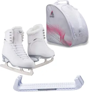 Jackson Ultima Finesse JS180 Figure Ice Skates for Women Bundle with Guardog Skate Guards, Jackson Skate Bag JL350 / Skates Color: Fleece/Width: Medium/Size: Adult 8