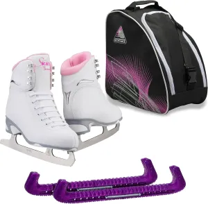 Jackson Ultima Finesse JS180 Figure Ice Skates for Women Bundle with Guardog Skate Guards, Jackson Skate Bag JL350 / Skates Color: Pink/Width: Medium/Size: Adult 4
