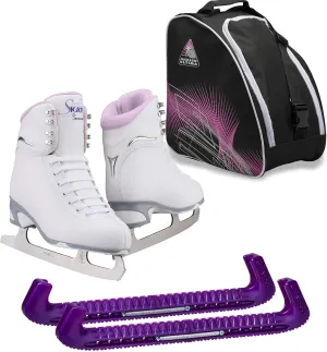 Jackson Ultima Finesse JS180 Figure Ice Skates for Women Bundle with Guardog Skate Guards, Jackson Skate Bag JL350 / Skates Color: Purple/Width: Medium/Size: Adult 8