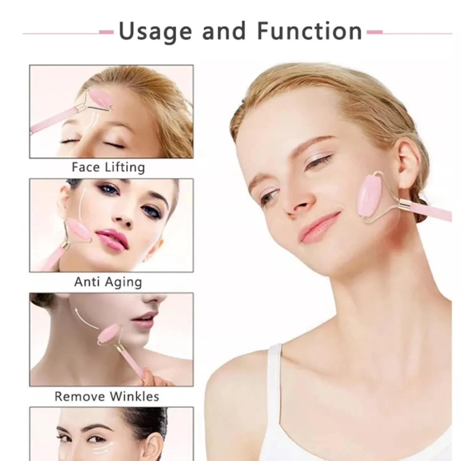 Jade Facial Mask Aventurine Quartz Mask Set Natural Jade Stone Anti-aging Sleeping Mask Beauty Skincare Massage Tool for Puffy Eyes Dark Circles Face Caring (Color : Green, Size : 4 PCS)