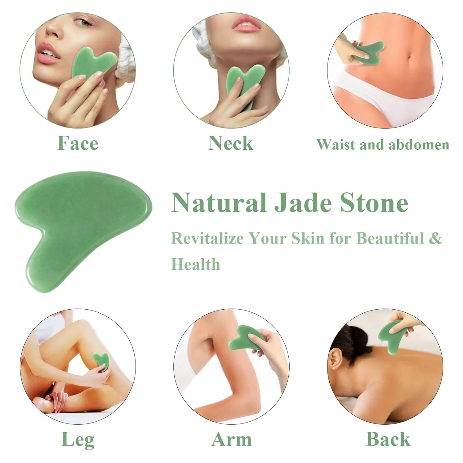 Jade Facial Mask Aventurine Quartz Mask Set Natural Jade Stone Anti-aging Sleeping Mask Beauty Skincare Massage Tool for Puffy Eyes Dark Circles Face Caring (Color : Green, Size : 4 PCS)