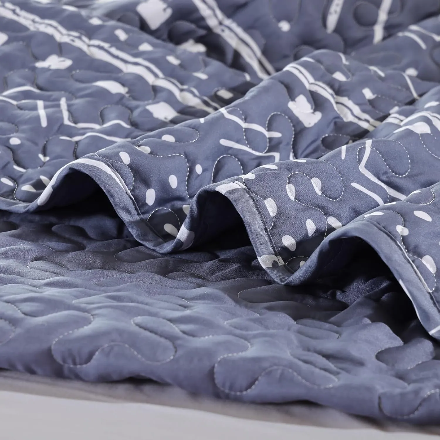 JANZAA Queen Quilt Set 3 PCS, Microfiber Boho Bedspread Set Reversible Coverlet Set with Pillow Cases for All Season (Bluish Greyjihe, Queen)…