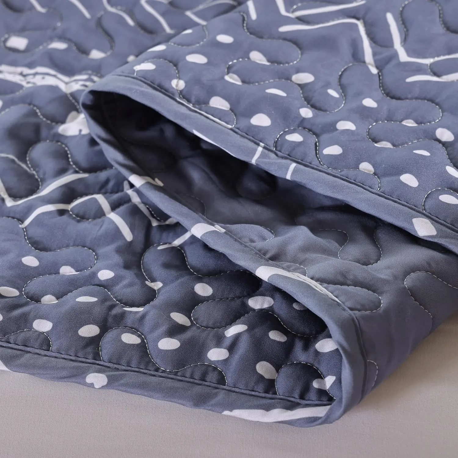 JANZAA Queen Quilt Set 3 PCS, Microfiber Boho Bedspread Set Reversible Coverlet Set with Pillow Cases for All Season (Bluish Greyjihe, Queen)…